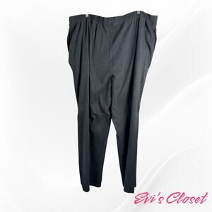 Woman Within Plus Sz 2X  Dark Grey Pants Elasticated Waist 2 Side Pockets
